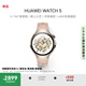 HUAWEI WATCH 5 42mm高端款爍金色904L不銹鋼表殼星云杏素皮復(fù)合表帶首創(chuàng)X-TAP智感窗鴻蒙eSIM通信手表