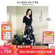 朗姿【王楚然同款】夏季新款法式復古連衣裙顯瘦小黑裙女 夜幕黑色 S