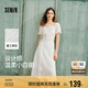 森馬（Semir）連衣裙女設(shè)計(jì)感重工繡花夏2025花邊翻領(lǐng)泡泡袖小白裙107425114041