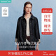 茵曼拼接條紋原色短牛仔外套2025秋女裝新款復(fù)古上衣 深牛仔藍(lán) S