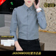 JASONWOOD高端品牌男裝條紋襯衫男長(cháng)袖春秋新款修身潮流商務(wù)休閑打底襯衣 高檔霧霾藍【現貨速達】 L 【建議110-130斤左右】