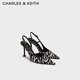 CHARLES&KEITH漆皮尖頭斑馬紋高跟涼鞋生日禮物送女友CK1-60280477 Animal Print Natural黑色/白色 35 （225）