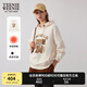 Teenie Weenie小熊冬裝時尚植絨刺繡連帽衛(wèi)衣學院休閑寬松慵懶上衣 乳白色 S (160)