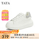他她（TATA）小白鞋2025夏季新款奶油泡泡厚底女鞋增高松糕鞋板鞋 白/銀（跟高6cm） 35