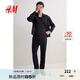 H&M男裝休閑褲2025夏季新款休閑直筒亞麻混紡長褲1253401 黑色 XS 165/72