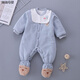 嬰兒連體衣服哈衣包腳冬季加厚純棉連腳男女寶寶新生幼兒連體秋冬03 藍色愛(ài)心包腳 薄棉 73碼建議13-18斤