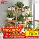 蟻伽 花架 陽(yáng)臺花架 置物架 落地式多層植物花架子 A字原色9層-全楠竹