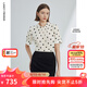 朗姿復古法式波點設計感短袖上衣襯衣女2024年夏新款通勤氣質(zhì)襯衫 米黃色 M