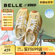 百麗（Belle）跑道歪頭德訓(xùn)鞋女25秋新商場款網(wǎng)面透氣薄底休閑鞋E3H1DCM5 黃色 37 (235mm)