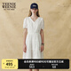 Teenie Weenie小熊女裝白色連衣裙2025夏季新款優(yōu)雅浪漫法式茶歇中長(cháng)裙 白色 M