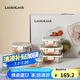 樂扣樂扣（LOCK&LOCK）玻璃飯盒保鮮密封冰箱便當(dāng)飯盒收納盒6件套（不銹鋼蓋）