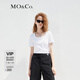 MO&Co.2023春季新品簡(jiǎn)約U領(lǐng)原創(chuàng)膠章簡(jiǎn)約短袖T恤MBC2TEET11打底moco 漂白色 M 165