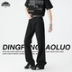 頂峰保羅（Dingfengbaoluo）秋季男士復古牛仔褲高街美式顯高窄版微喇休閑長(cháng)褲子FA201黑色5XL