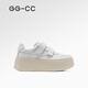 GG-CC【猛犸面包】厚底小白鞋女秋季新款便攜魔術(shù)貼休閑板鞋子G25X3573 白色 舒適單里 35