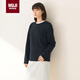 MUJI女式 雙羅紋編織 圓領(lǐng)長(cháng)袖T恤 黑色 M