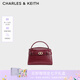 CHARLES&KEITH鱷魚紋凱莉包手提斜挎婚包包女包生日禮物七夕禮物CK2-50270880-1 Burgundy葡萄酒紅色 S