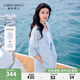 秋水伊人H型V字西裝領(lǐng)上衣松緊腰褲子2025夏季新款女休閑簡約套裝 藍(lán)色 XL