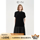 EIN言輕禮服中式立領(lǐng)流光喬絨落肩袖撞料拼接連衣裙2025夏新款 石墨黑 L