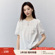 茵曼（INMAN）純棉氣質(zhì)風(fēng)琴褶花邊白襯衣女2025夏季繡花時尚千金風(fēng)短袖襯衫 米白 M