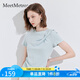 MeetMetro瑪依爾淺藍(lán)色短袖T恤女2025夏季新款蝴蝶結(jié)修身顯瘦上衣 淺藍(lán)【現(xiàn)貨閃電發(fā)】 XL