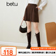 百圖betu女裝秋冬新款短褲美拉德冬日限定ins風高腰闊腿短褲女2310T81 深啡 S
