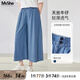 MsShe【天絲涼涼牛仔裙褲】大碼女裝2025夏季胖mm顯瘦九分闊腿褲 牛仔淺藍(lán)色現(xiàn)貨 偏大半個碼 2XL