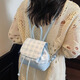 途尊精致格子雙肩包女2025新款休閑百搭后背包可愛(ài)手提迷你小書(shū)包 藍色