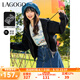 lagogo黑色短款刺繡時尚衛(wèi)衣女拉谷谷春季新款彈力休閑撞色短外套 黑色(W1) S