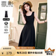 香影（xiangying）黑色吊帶連衣裙女2025春夏新款垂墜感氣質(zhì)收腰無(wú)袖雪紡小黑裙 黑色 L