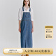 ELAND衣戀背帶牛仔連衣裙A字中長(zhǎng)裙子24夏新款 牛仔色(55)Indigo M 165