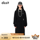 DZZIT地素春季復古運動連帽設計松緊腰頭衛(wèi)衣連衣裙女 黑色 S