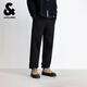 杰克·瓊斯（JACK&JONES）男裝25年秋冬季加絨褲男士加厚衛褲束腳松緊腰抽繩運動(dòng)休閑長(cháng)褲子 E43純黑色 31 175