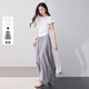 香影【仙女褲】灰色裙褲女垂感2025夏裝新款顯瘦寬松大褲腳闊腿褲 套裝1 T恤+灰色裙褲 L 165/68A/110-125斤