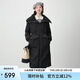 艾萊依羽絨服女仿羊羔毛領(lǐng)拼接長款時(shí)尚加厚過膝外套冬 炭黑160