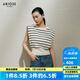 艾諾絲雅詩【商場同款】2025夏季新品松弛感條紋撞色無袖針織衫上衣40438130 黑白條 M