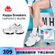 KAPPA卡帕女鞋老爹鞋女2025夏季新款百搭厚底休閑鞋子女透氣網(wǎng)面運動鞋 白/海藍【四季款】腳胖拍大一碼 38