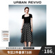 UR2025夏季新款女裝休閑拼接格紋腰帶短袖連衣裙UWJ750048 黑色格子 L