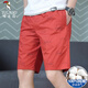 啄木鳥(niǎo)紅色印花純棉短褲男士夏季薄款潮流潮牌5分沙灘半褲休閑五分褲 616款紅色 2XL