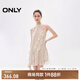 ONLY春夏時尚仙女氣質(zhì)荷葉邊掛脖短裙連衣裙女|124307006 HH5 桑迪紋樣沙色底 M (165) 84A