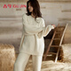 古今（GUJIN）新品柔軟半邊絨加絨睡衣女家居服冬季睡褲毛衣可外穿保暖大碼套裝