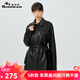 哥弟真的好（GIRDEAR）女裝中長(zhǎng)工裝風(fēng)口袋寬松PU皮衣夾克外套女A400633 黑 L (4碼)