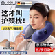 OQB德國(guó)按壓充氣u型枕護(hù)頸旅行便攜坐車飛機(jī)睡覺(jué)頸椎脖枕午睡u形枕頭 藏青色_【眼罩+收納袋+耳塞】
