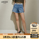 艾諾絲雅詩(shī)【商場(chǎng)同款】2025夏季新品新疆棉顯瘦高腰水洗短褲牛仔褲40533285 牛仔蘭 M