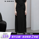 S.DEER圣迪奧2022女裝松緊拼接系帶雪紡不規(guī)則通勤休閑長(zhǎng)褲 黑色/91 S/160