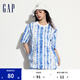 Gap男女裝夏季純棉重磅扎染短袖T恤清新時(shí)髦上衣463212 藍(lán)白拼色 180/100A(XL) 亞洲尺碼