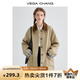 VEGA CHANG休閑風衣女中長款2025年秋季新款設計感曠野美拉德寬松顯瘦外套女 糖紙卡其 L