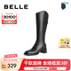 百麗（Belle）七夕禮物長(zhǎng)筒彈力靴女商場(chǎng)同款粗跟增高時(shí)尚女靴子A2L1DDG3 黑色 35 (225mm)