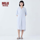 無(wú)印良品（MUJI） 女式 涼感雙層紗織 短袖睡裙 家居服 25年夏季 涼感物語(yǔ)FD20CC5S 藍(lán)色豎條紋 L -XL 170/92A