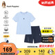 暇步士（Hush Puppies）童裝兒童套裝25夏中大童透氣短袖男童速干運(yùn)動短褲 冰晶藍(lán)  170 