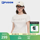 FILA FUSION斐樂潮牌女子針織短袖衫2025夏季新款時(shí)尚修身短袖T恤 云白色-WT M 165/84A/M
